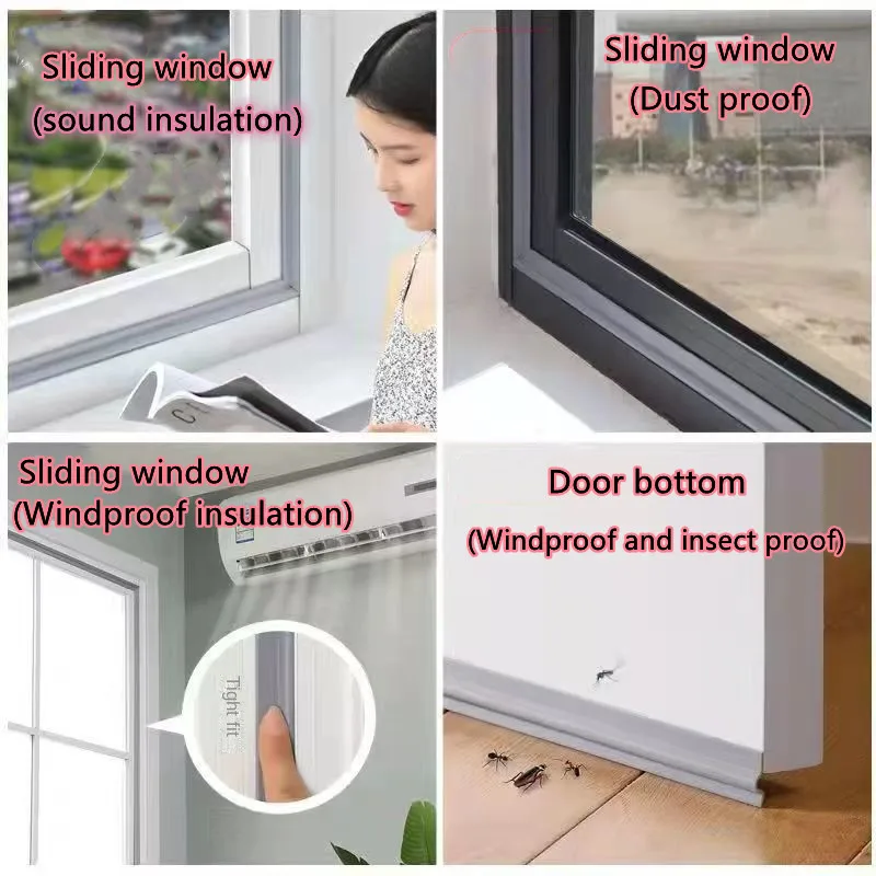 40M Soundproof Foam Window Weatherproof Sealing Strip Sliding Door Window Windproof Soundproof Door Bottom Sealing Gap Filler