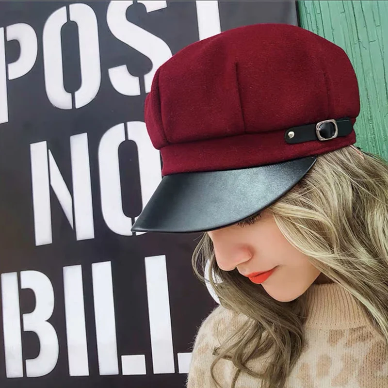 Women's Retro Fashionable British Beret Korean Versatile Octagonal Hat Retro Classic Beret Hat Cap