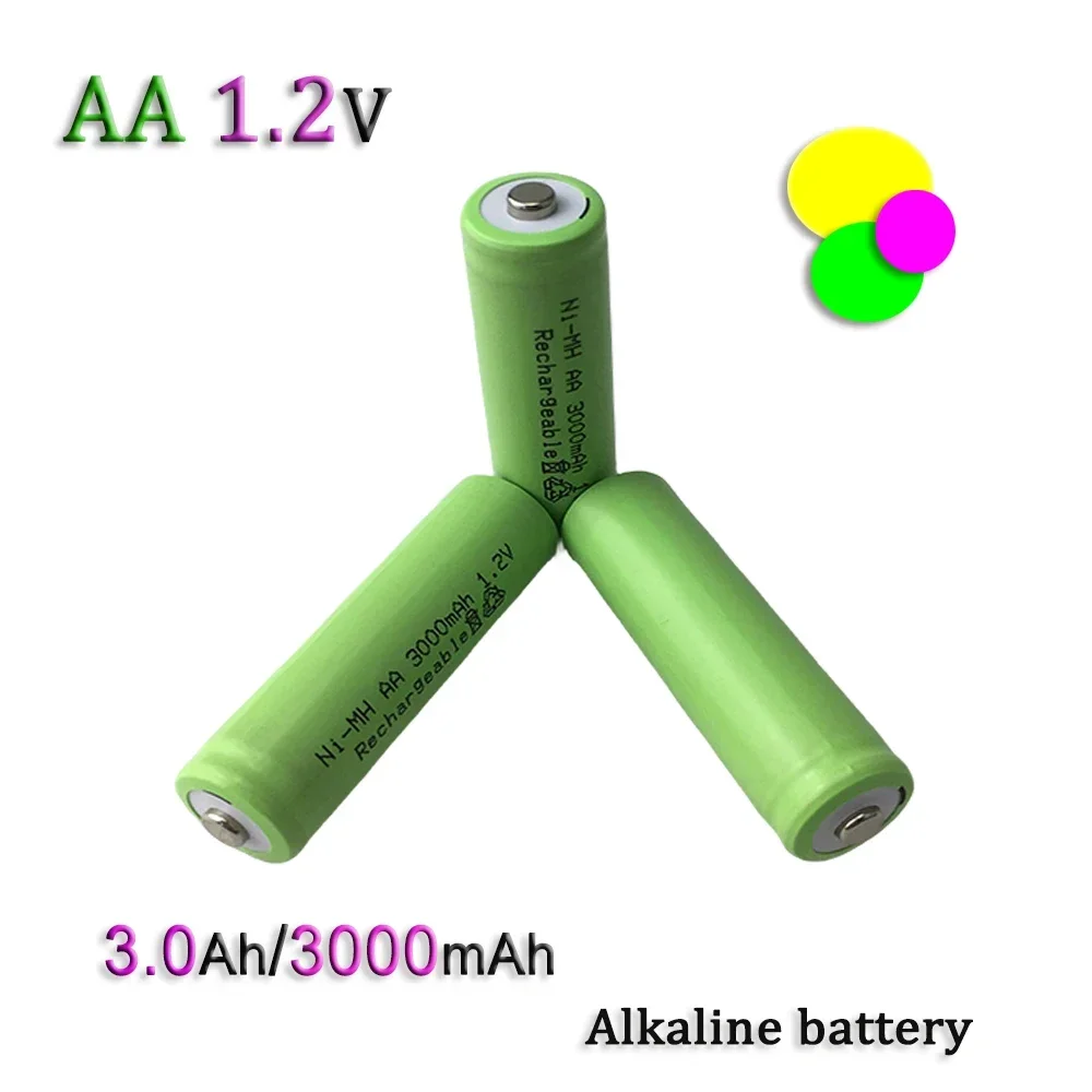 Ni-MH Bateria Recarregável Adequado para MP3 RC Brinquedos, Lanterna LED, AA, 1.2V, 3000mAh, 3.0Ah