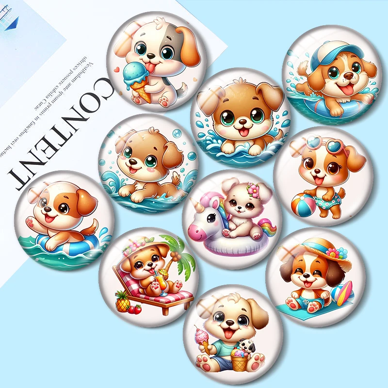 

Летние собаки 12/18/20/25 мм стеклянный браслет с кабошоном, кулон, кольца для ювелирных изделий, демо-серьги сзади, выводы