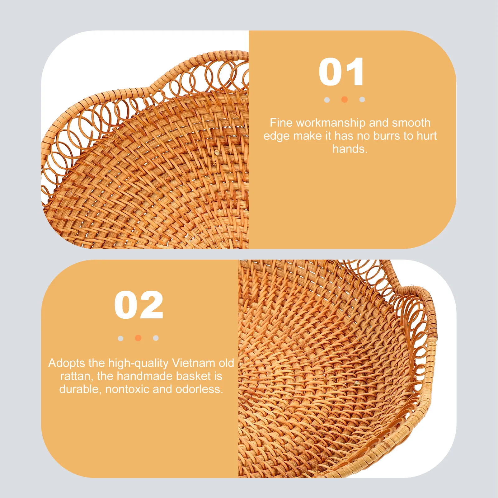 

1Pcs Handwoven Rattan Storage Basket Fruit Display Basket for Home Kitchen Restaurant Picnic Party Fresh Produce Vegetables