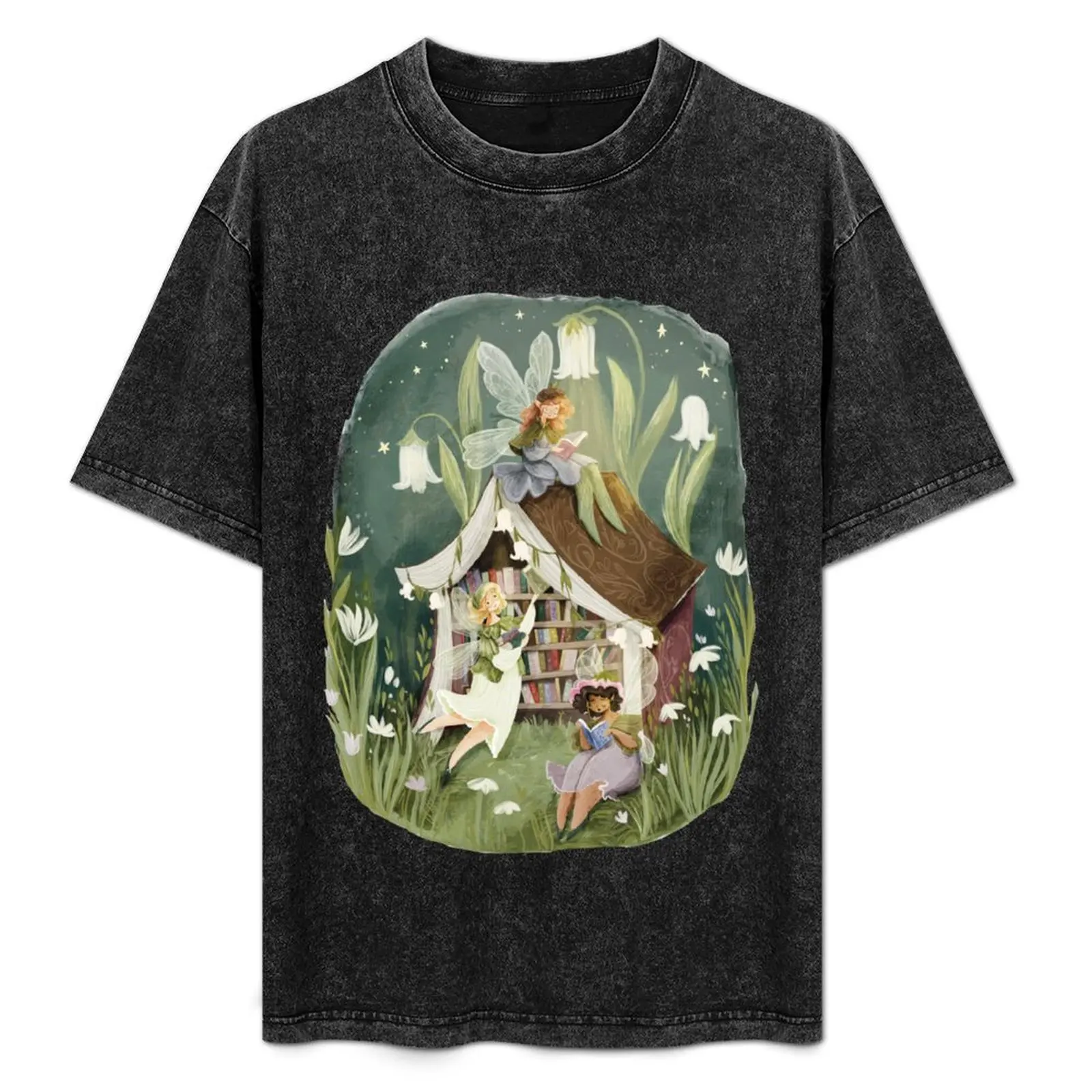 Fairy Library T-Shirt Casual Fashion Short Sleeve Cotton T-Shirt