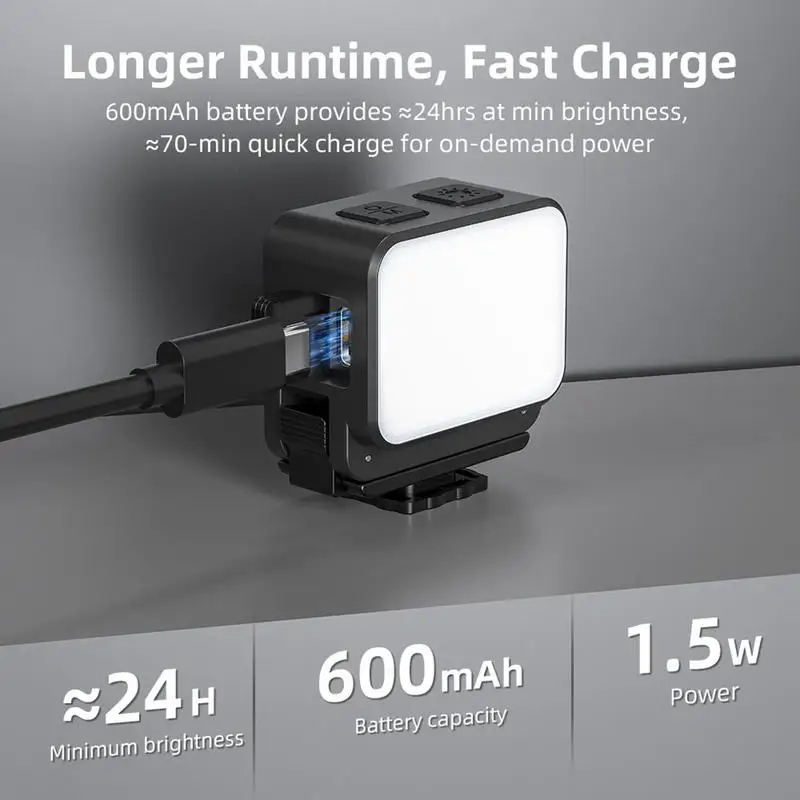 Vlogging Light Led Action Camera Vlogging Light Portable Lamp With Clip For Recording Streaming Studio Makeup Selfie Filming