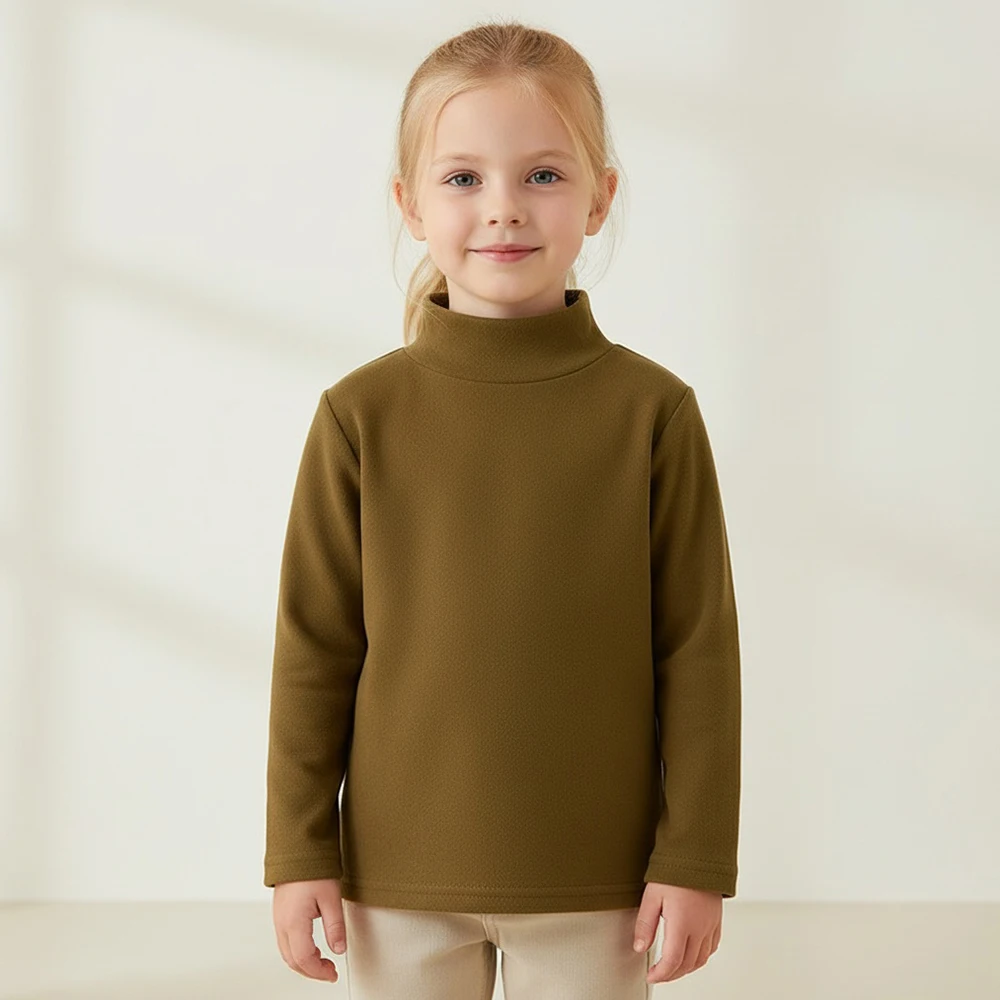 الخريف الشتاء الأطفال صبي فتاة لينة الدافئة طويلة الأكمام القمصان الأساسية طفل رضيع الاطفال ملابس جديدة تيز الياقة المدورة تي شيرت #1