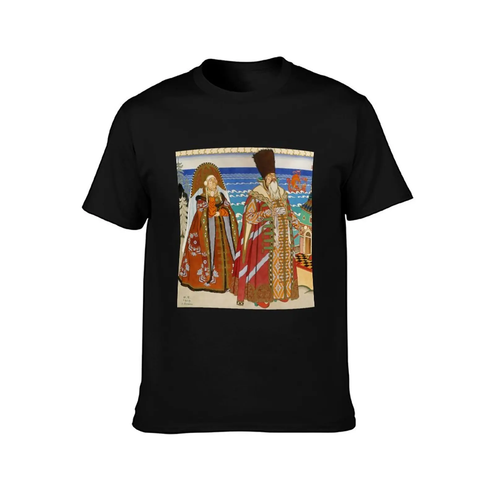 “Tsar Saltan and Babarikha” by Ivan Bilibin T-Shirt Water Resistant Casual T-Shirt
