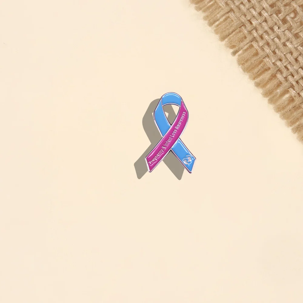 الوردي والأزرق الشريط على شكل بروش العالمي سبيكة المينا دبوس ملابس عصرية ومتعددة الاستخدامات على ظهره وشاح الإكسسوارات بروش