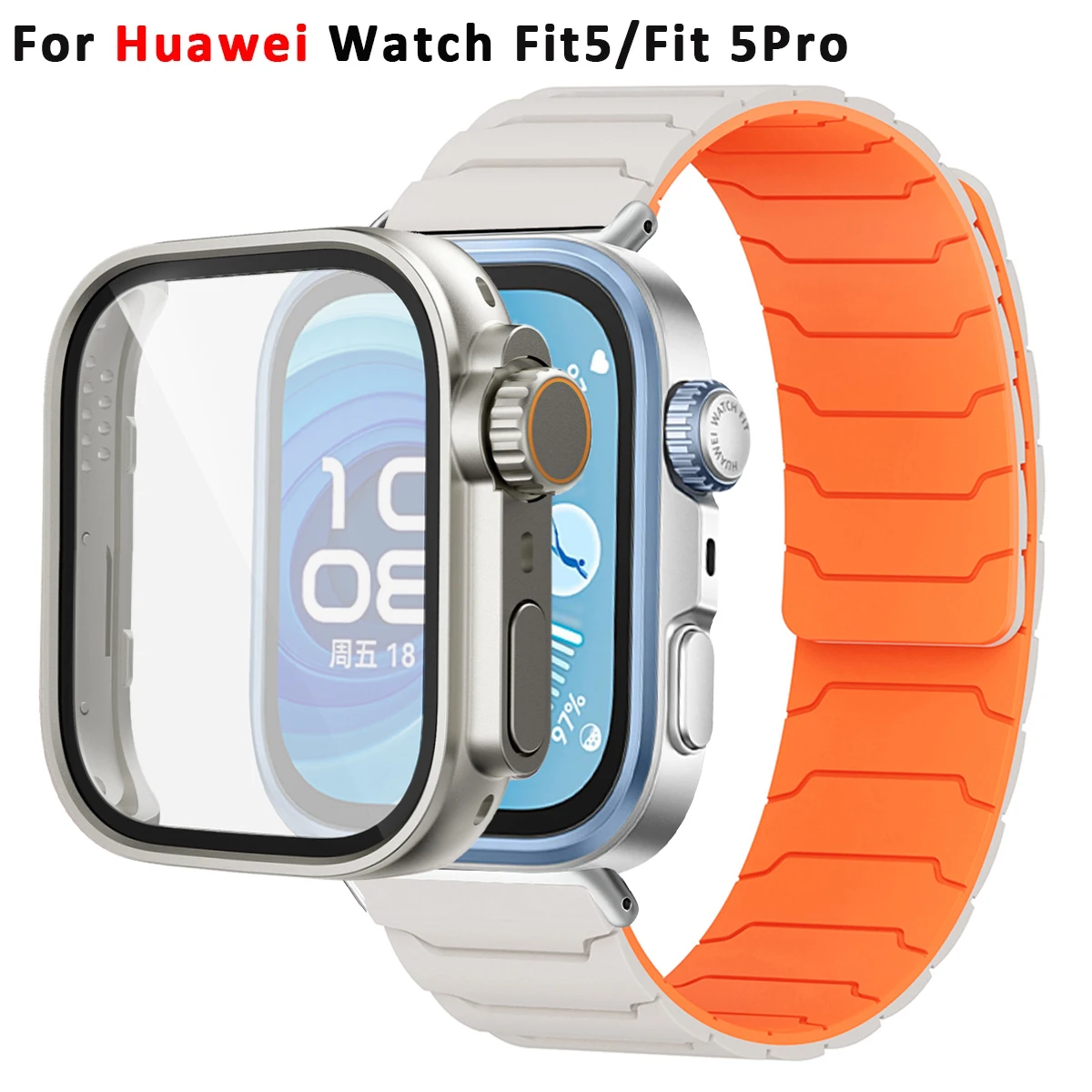 Armband + Hülle für Huawei Watch Fit 5 Pro Fit 5 Sport Magnetisches Band PC-Gehäuse Displayschutz für Huawei Fit 4/4 Pro Fit 3 Armband