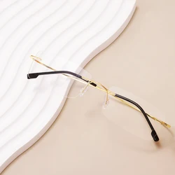 Men Women Super Flex Spectacles and Light Memory Metal Rimless Eyeglasses Frames For Myopia Lenses Reading Progressive Lenses