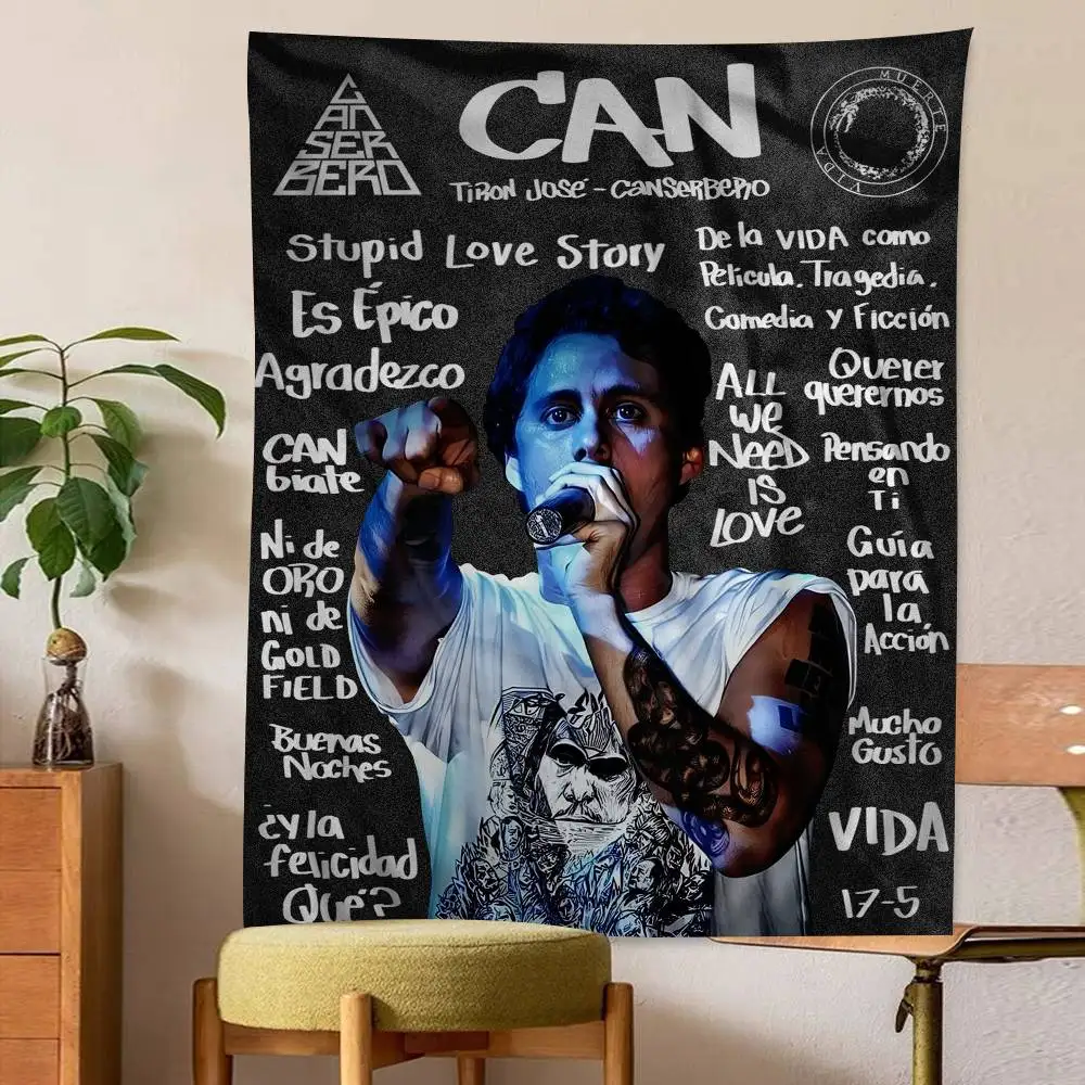 Canserbero Pop Music Singer Star Cartoon Tapestry Art Science Fiction Room Home Decor Wall Hanging Sheets