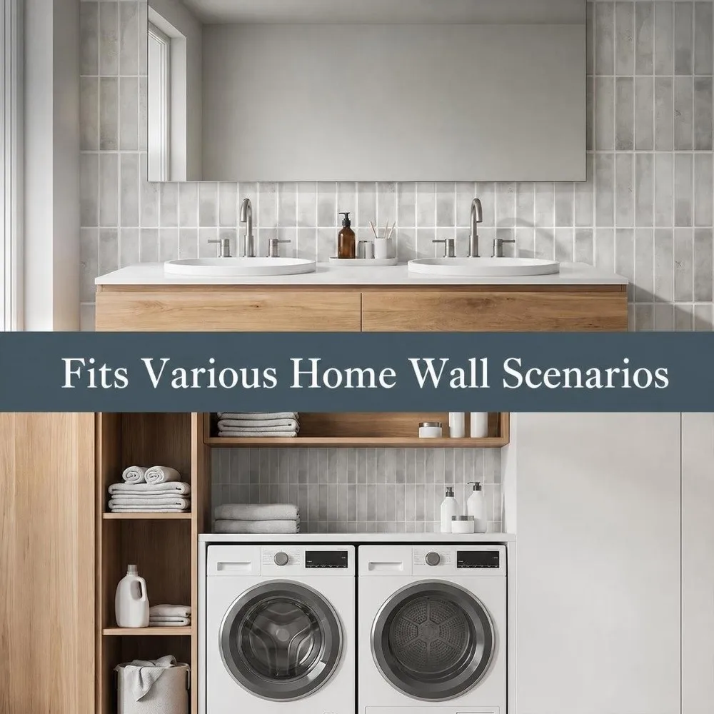 2PCS Vintage PVC Self Adhesive Tile Sticker Oil Proof Wipe Clean Brick Print Wall Decal Thick 2D Print