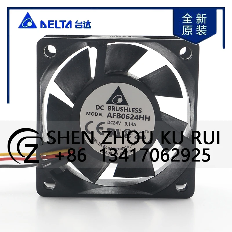 

Delta 5V 12V 48V DC24V 0.14A AC EC 6025 60X60X25MM 6CM 3-wire High air Volume Ball Bearing Inverter Silent AFB0624HH Cooling Fan