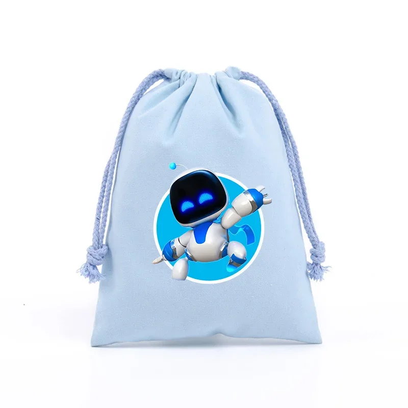 Astro Bot Drawstring Bag Cute Game Figure Gift Pouch Jewelry Coin Things Storage Bags Kids Adult Blue Decoration Cotton Pocket