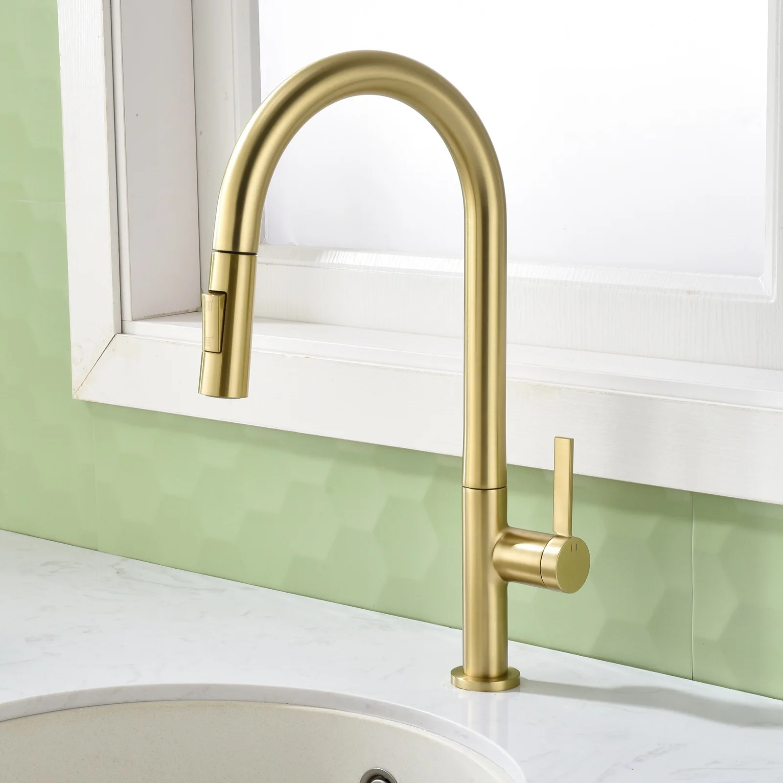 Kitchen Faucet Pull-Out Dual Mode Hot Cold Rotatable Vegetable Basin Sink Splash Proof Water Outlet Kitchen Tap