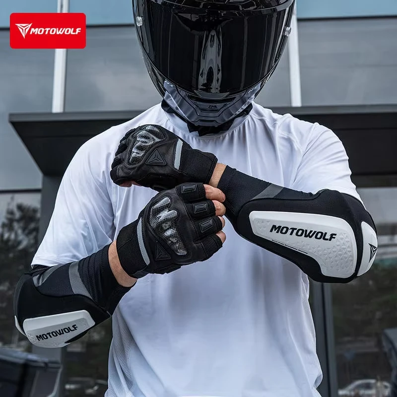MOTOWOLF Motorcycle Elbow Pads CE Certified Arm Guards Impact Resistant Breathable Anti Slip Protector Dirt Bike Motocross MTB