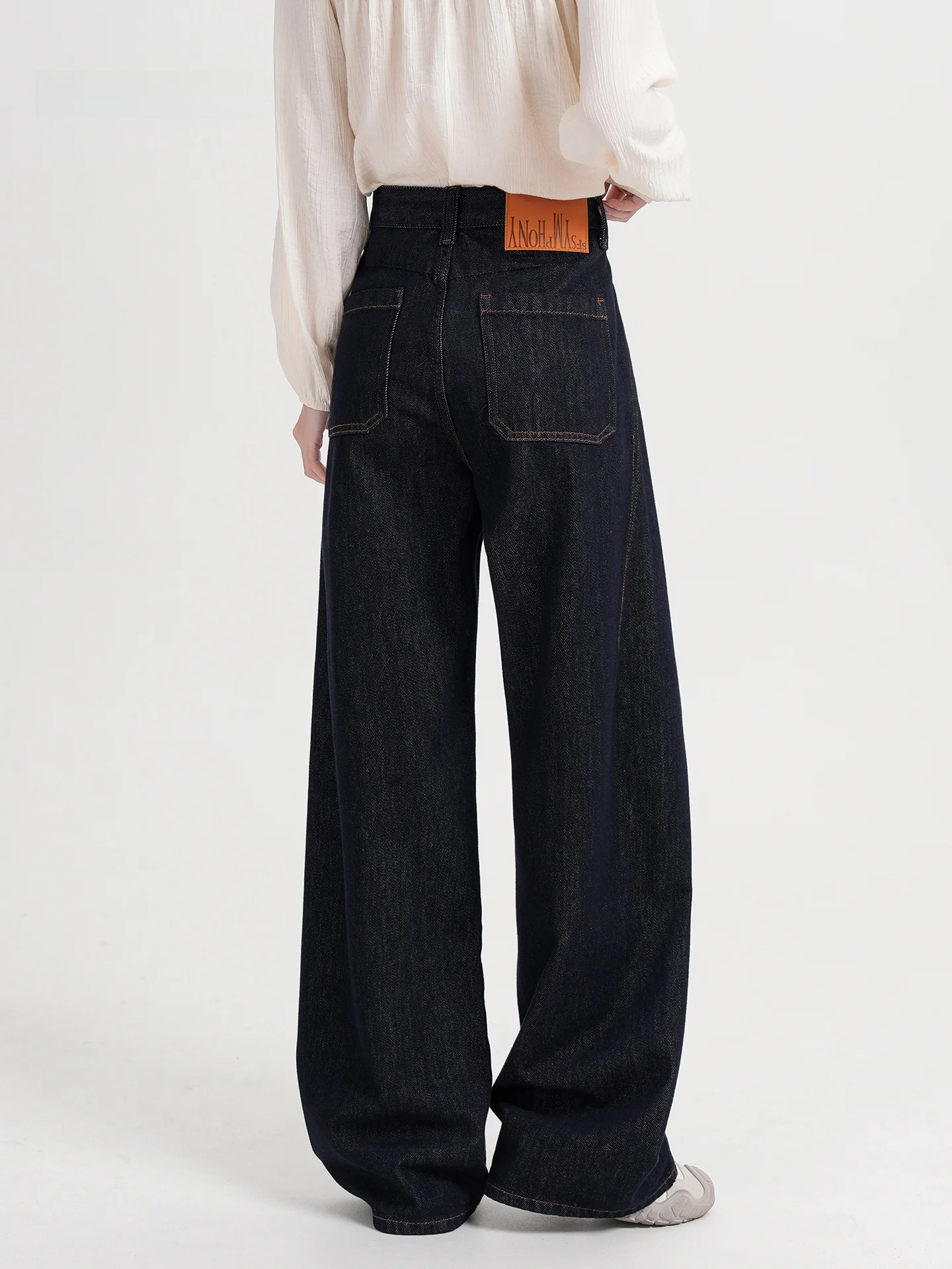 

Женские джинсы с высокой талией и широкими штанинами из денима, весна 2026, новинка, эластичные в четырех направлениях, ретро-стиль, хлопок, эластичный деним