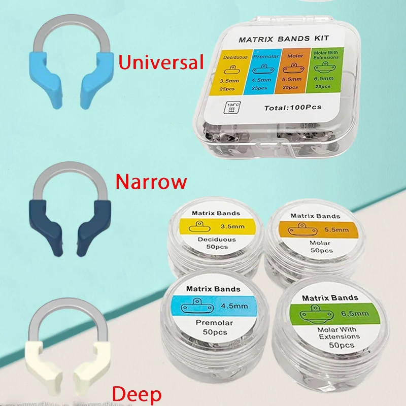 

2 шт. зуботехнических матричных лент из нержавеющей стали для моляров, контурный набор для реставрации зубов, инструменты для зуботехнических лабораторий