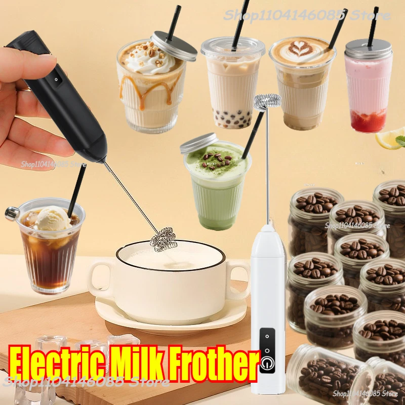 Kabelloser Milchaufschäumer, elektrischer Typ-C-Handmixer, Mini-Kaffeemaschine aus Edelstahl, Schneebesen, Mixer für Kaffee, Cappuccino, Creme