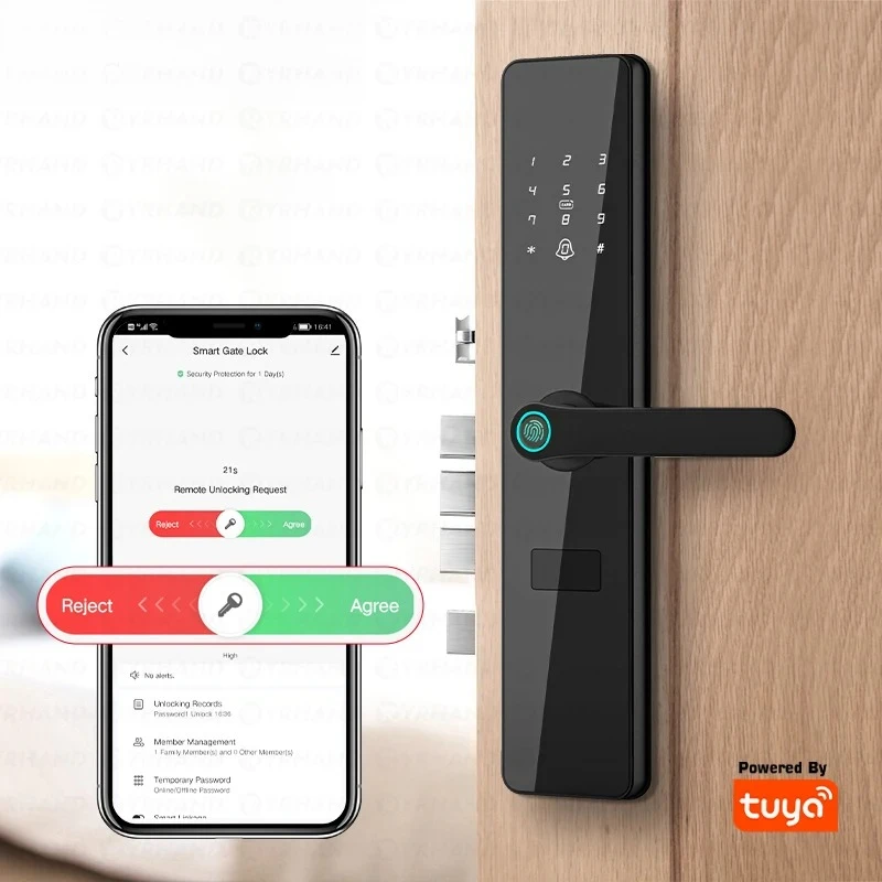 Outside Front Cerradura Inteligente Waterproof Tuya wifi Smart Door Lock Anti-lock Digital Protection Electronic Lock 6068