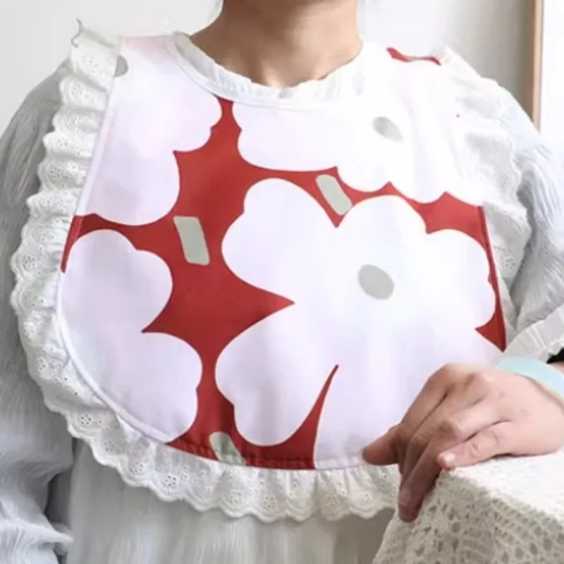 

Large Size Cute Lace Pink Adult Baby Bib Reusable Waterproof Anti-fouling Anti-oil Dining Bib Unisex ABDL Role-play Party Gift