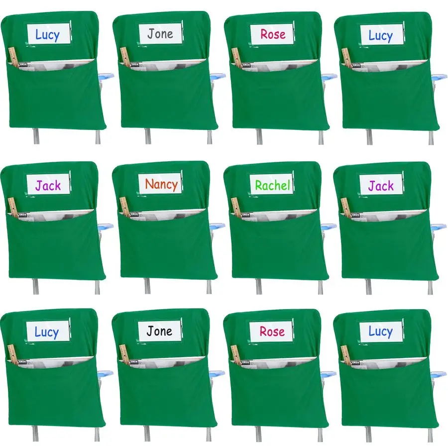 

Карманы для стульев для классных комнат, 17 x 20 дюймов, сумка для студенческого стула, спинка для стула Caddy с именной биркой для хранения студенческой книги, школы