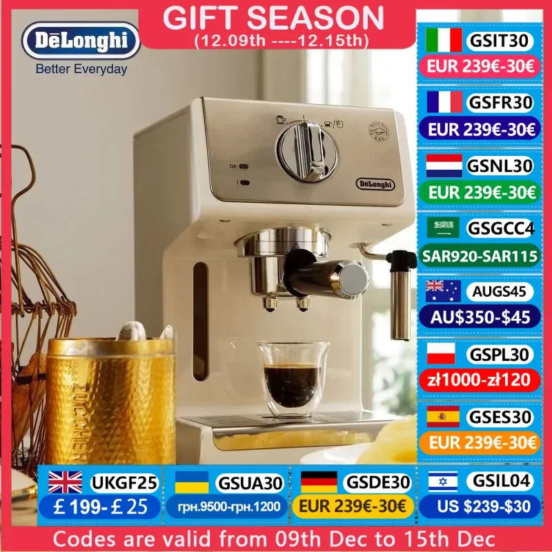 Delonghi Coffee Maker Household Espresso Machine 15BAR American Coffee Milk Foam Semi-automatic Pumping Coffee Machine 220V