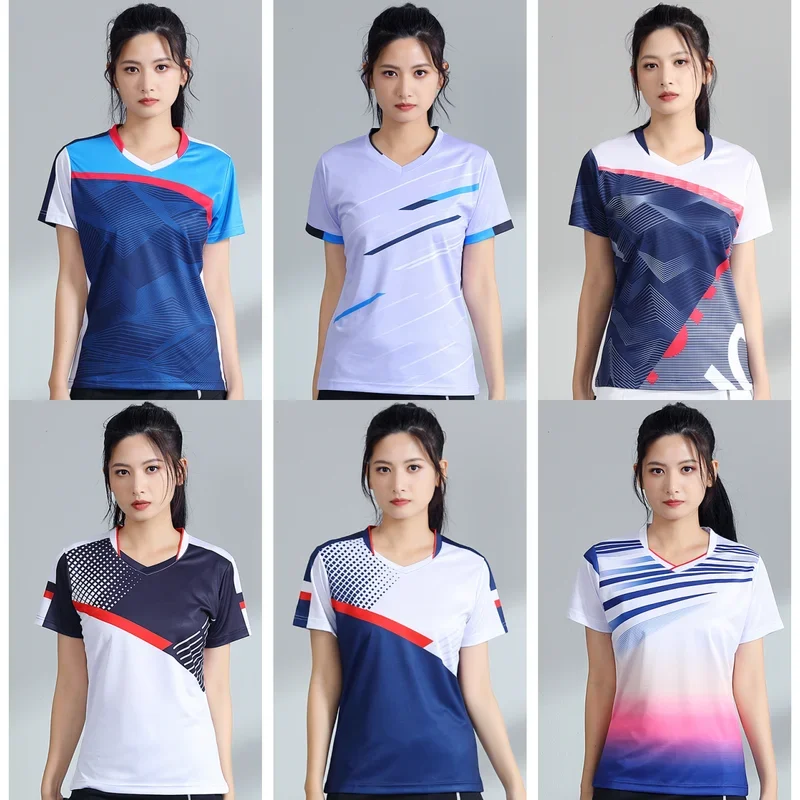 

2024 New Badminton Suit Short sleeved Set for Men's and Women's Quick Drying Breathable Leisure Competition Sportswear Group Pur