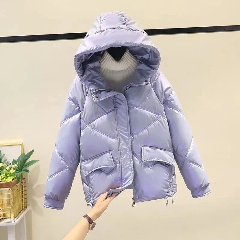 

2022 Winter new cotton padded clothes thickened short cotton padded clothes bright face wash free down cotton padded jacket