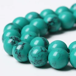 2021 Natural Green Turquoise Loose Beads Round Stone for Jewelry Making DIY Charm Bracelet 4/6/8/10 mm