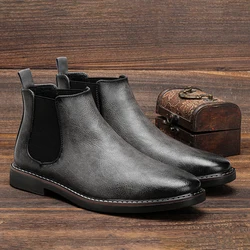 40~46 Men Chelsea Boots Brand Retro Comfortable 2024 Fashion Men Boots #KD5241