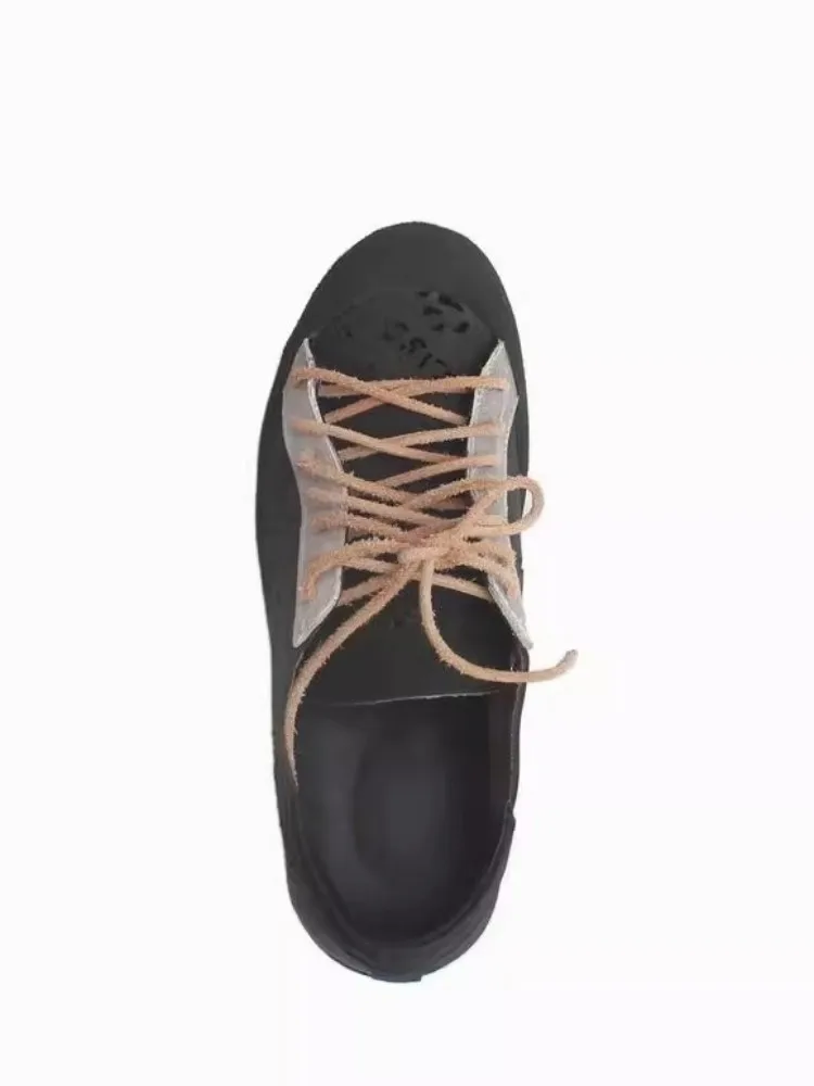 Mens Genuine Leather Casual Shoes Lace Up Hollow Out Design Flat Platform Shoes Men Summer Breathable Shoes Customized 15 Days