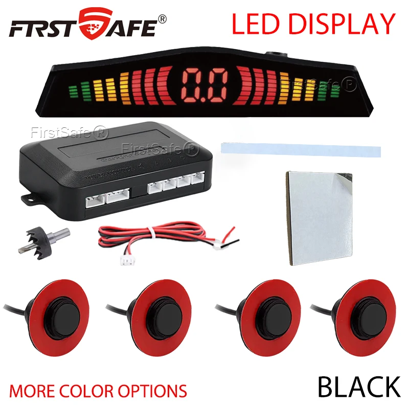 4-Sensor Car Reverse Parking Radar System, 16.5mm Flat Probe, Buzzer Detector, Universal Auto Parking Auxiliary Kit with Camera