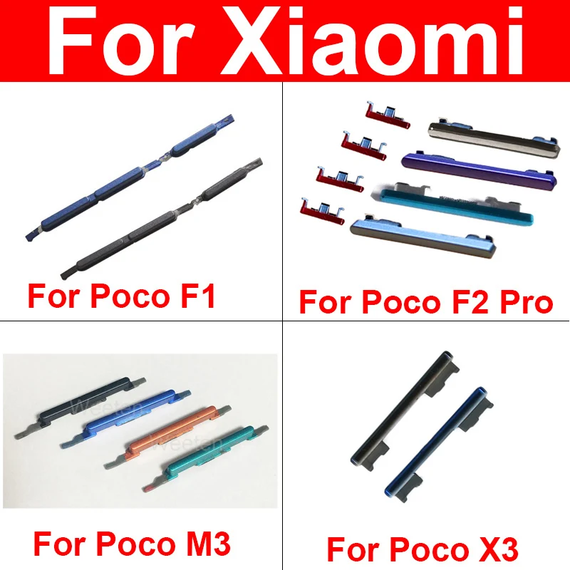 Power On/Off Side Button For Xiaomi Poco F1 F2 F3 M3 X3 Volume Audio Control Side Key Button Repair Replacement Parts