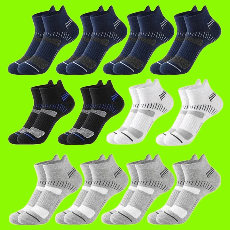 

5/10 Pairs Fashion Men Low Cut Ankle Socks Breathable Sports Mesh Cotton Casual Short Sock Athletic Fitness Running Boat Socks