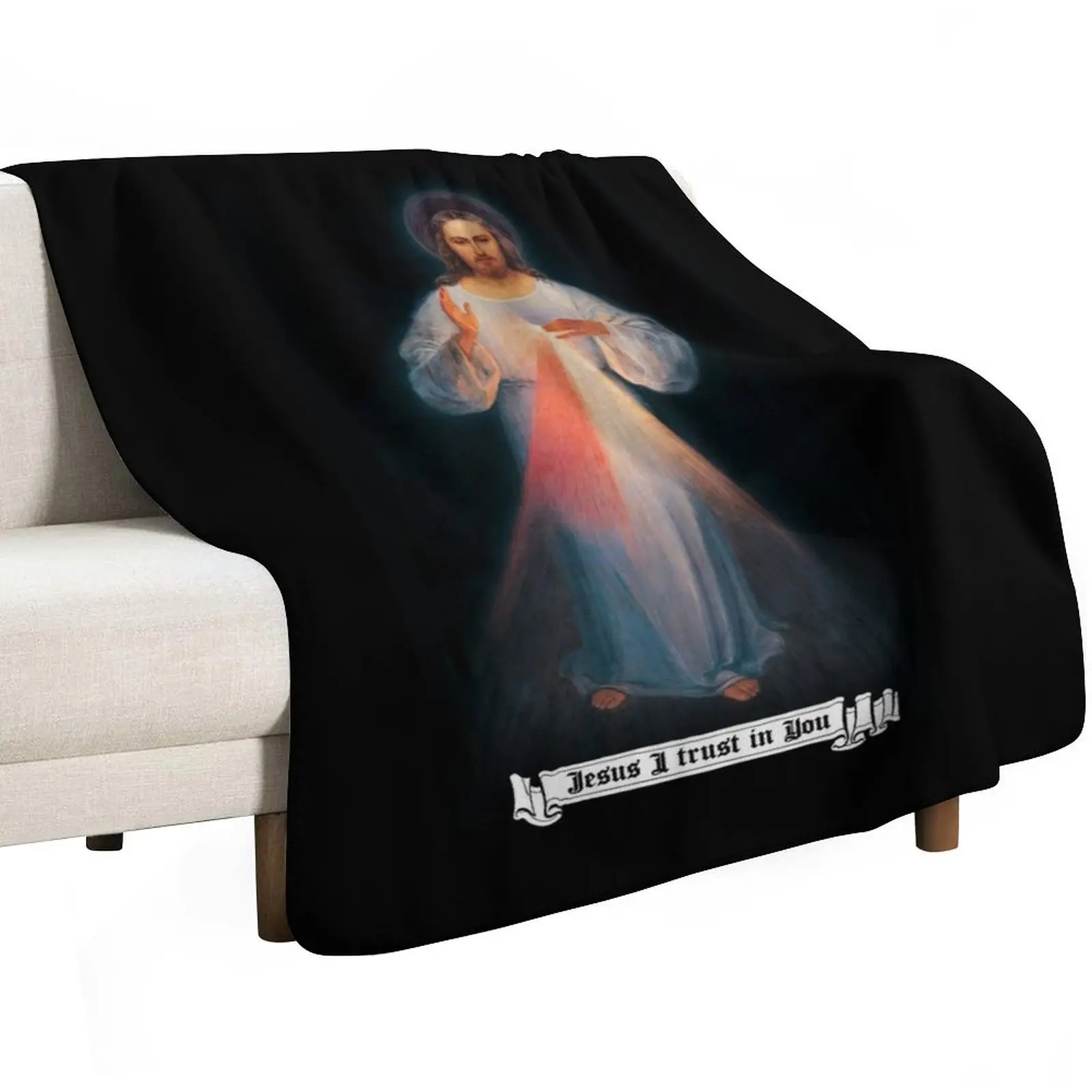 The Divine mercy image, catholic and Christian gifts, Jesus I trust in you Throw Blanket Retros Summer Beddings Blankets