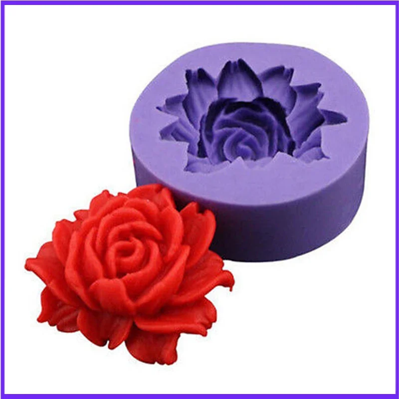 Small Silicone Mold 3.6*1.6cm Rose Flower Mold Chocolate Candy Resin Clay Crafts Molds Sugarcraft Fondant Cake Decorating Tools