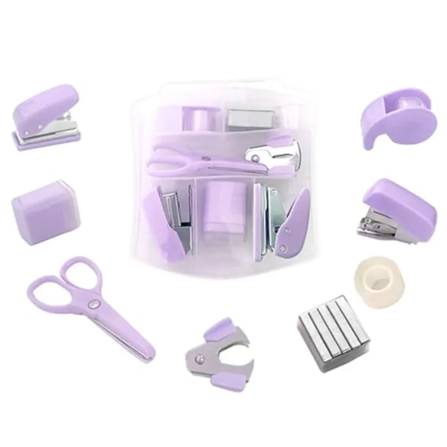 

8 Pack Mini Office Supply Kits Mini School Supplies Includes Mini, Scissors, Staple Remover, Puncher, Pencil Sharpener, Tape Di