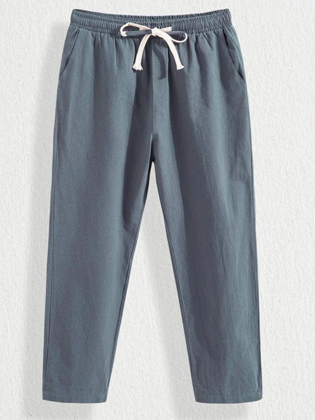 

Мужские летние тонкие хлопковые льняные повседневные брюки свободного прямого кроя, укороченные, для среднего возраста, на каждый день