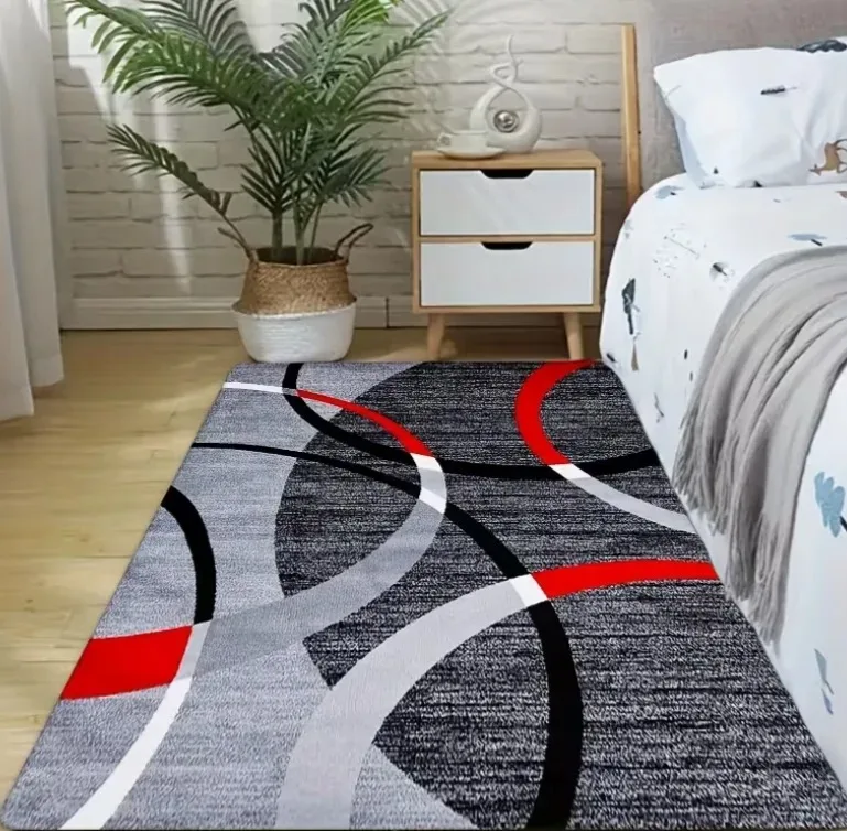 Modern Abstract Geometric Circles Area Rug Non Slip Soft Floor Carpet Curve Pattern Mat Decor For Living Room Bedroom Sofa Home