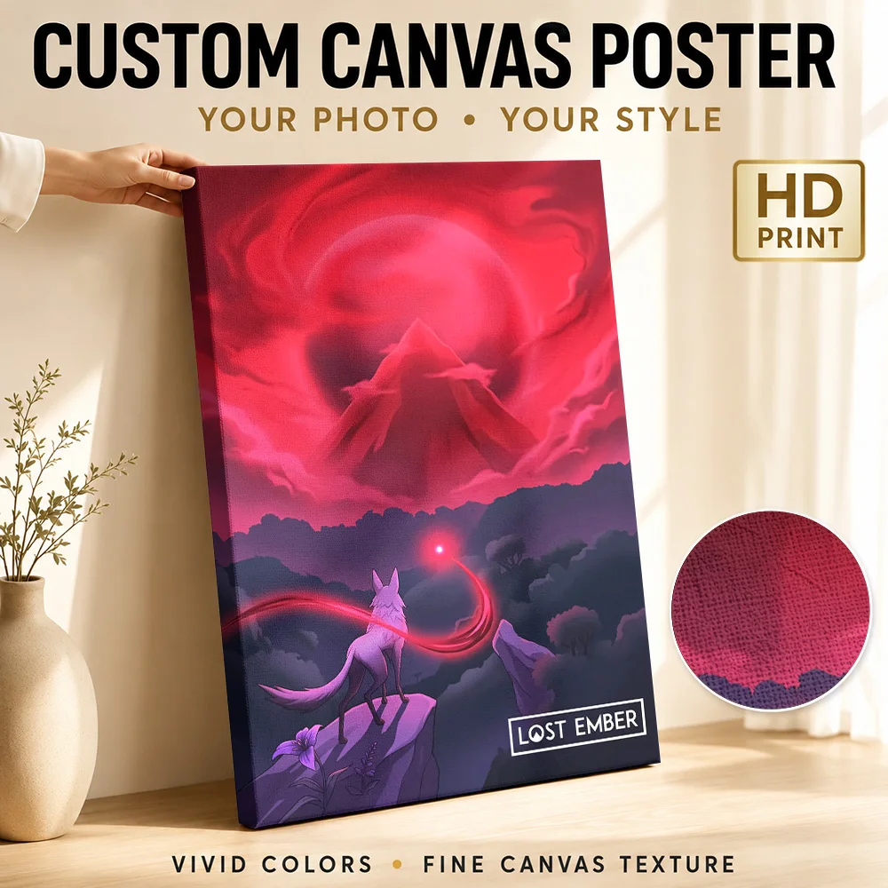 Lost Ember Game Canvas Print Personalized Photo Expressive Brushwork Wall Art For Entertainment Room, Gaming Enthusiast Gift