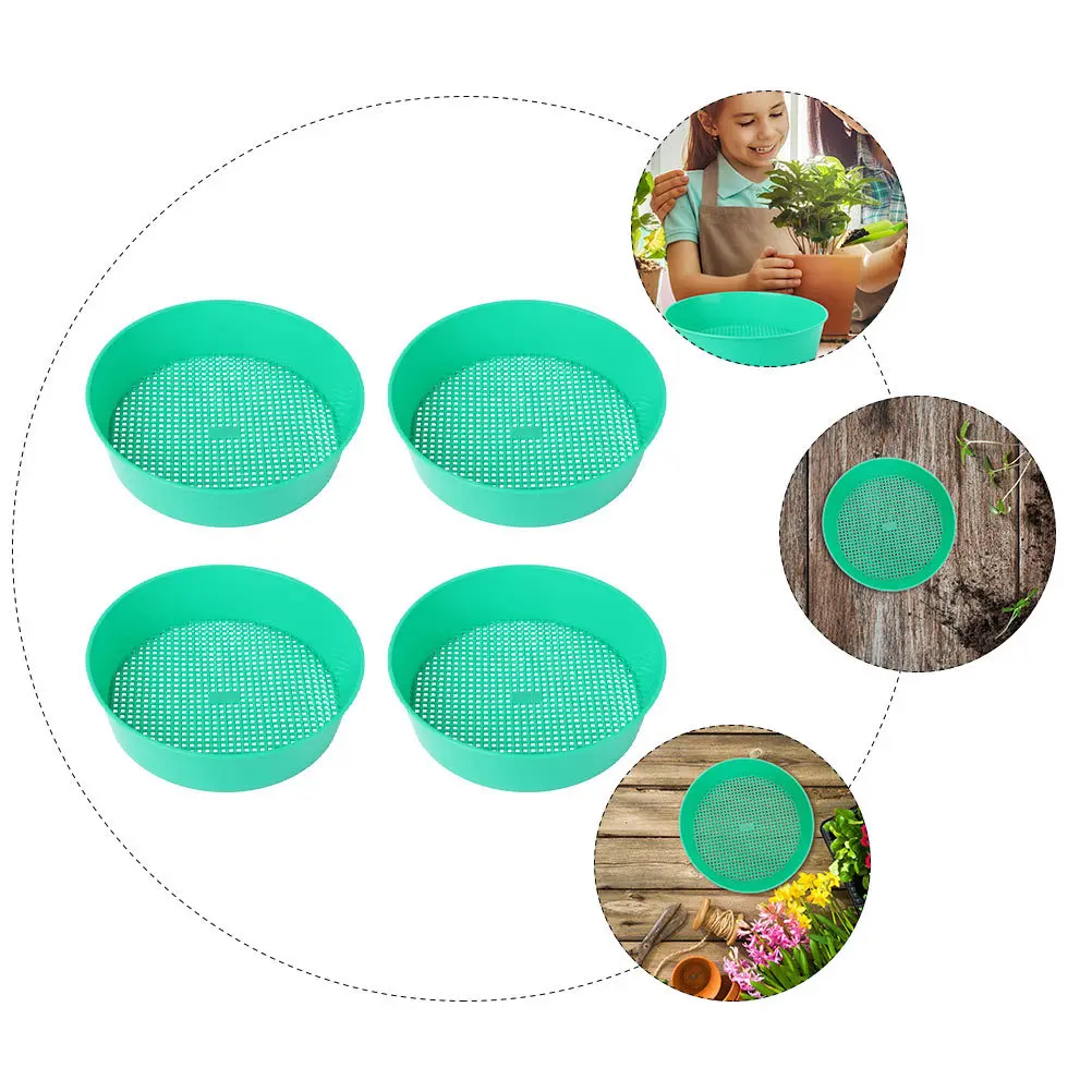 ตะแกรงร่อนดินสำหรับทำสวน 4 ชิ้น แบบมืออาชีพ สำหรับแยกหินและทราย ตะแกรงร่อนอเนกประสงค์สำหรับสวน