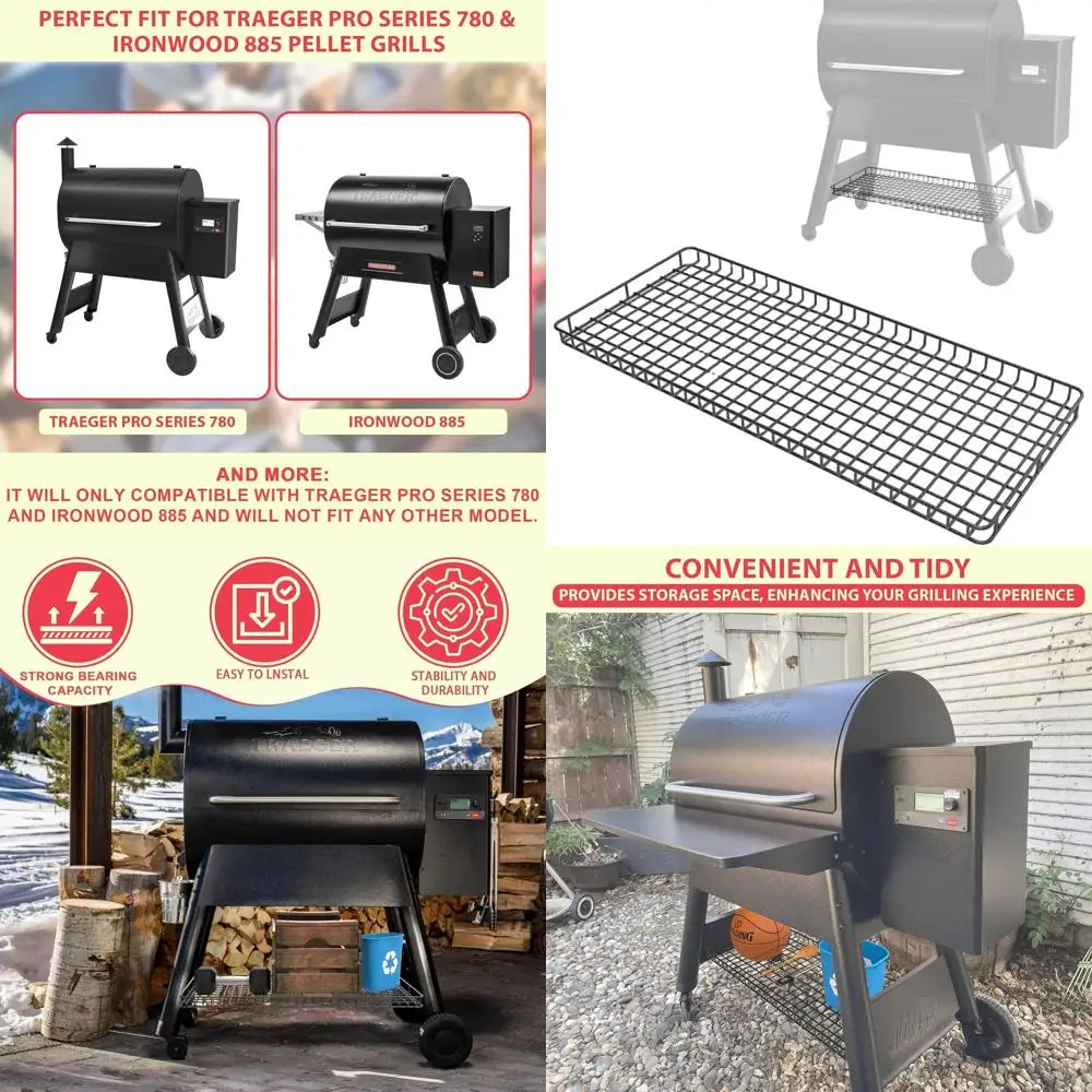 

Черная стальная полка для хранения Traeger Pro Series 780 и Ironwood 885 для грилей на древесные гранулы