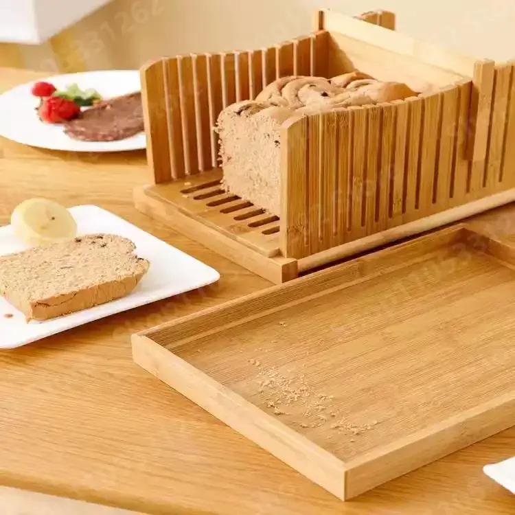 Bamboo Bread Slicer Wooden Toast Cutting Guide Household Kitchen Slicing Tool For Bread Ham Loaf