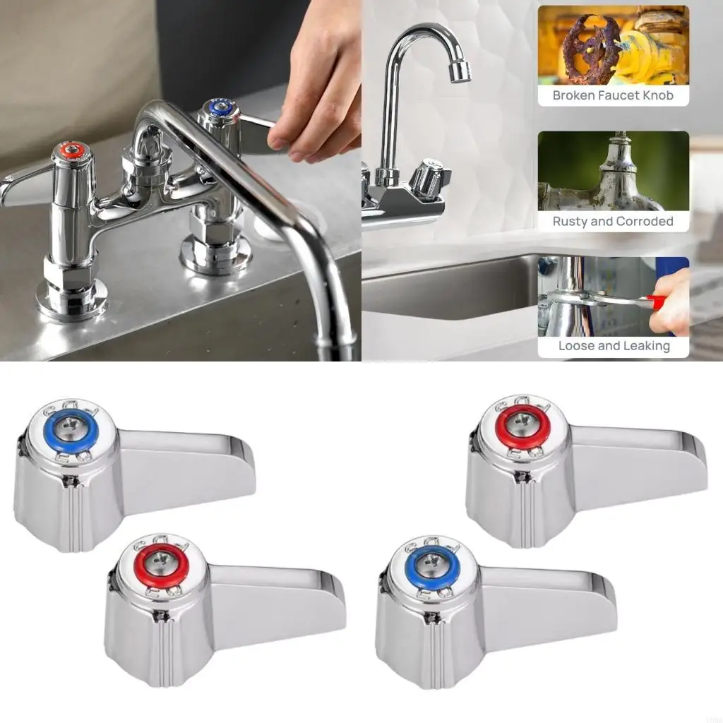

2Pcs Commercial Faucet Handle Replacement Kits Corrosion Resistant 0.43 Round Stem Hole Faucet Handle For Outdoor Use