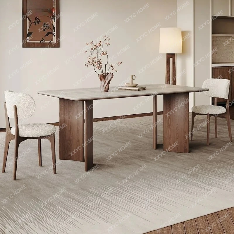 

Прямоугольный обеденный стол из массива дерева для гостиной, для небольшой квартиры, из ясеня, в средневековом стиле.