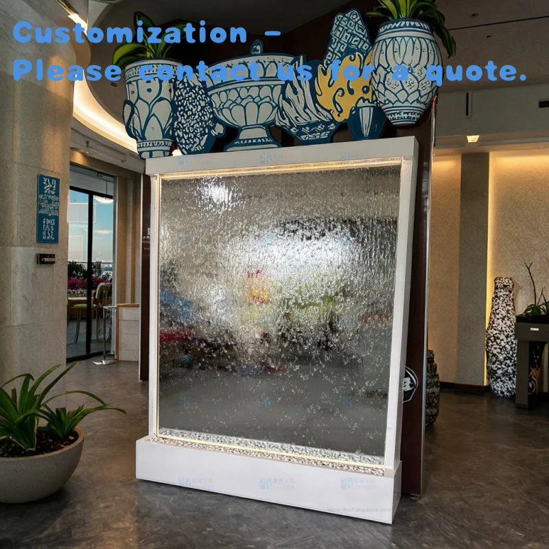 

custom.Customized Contemporary Tempered Glass Waterfall Fountain Indoor Floor Standing Wall Restaurant or Garden Decor
