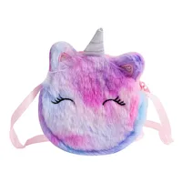 Kids Fashion Plush Shoulder Bag Cute Cartoon Unicorn Wallet Girls Handbag Baby Accessories 2