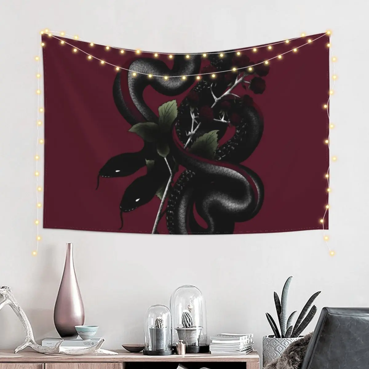 

Two Headed Snake Tattoo Style Tapestry Aesthetics For Room Room Decor Room Aesthetic Kawaii Decor Tapestry