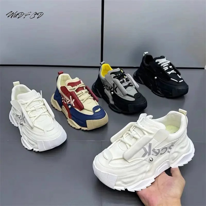 Chunky Sneakers Mens Designer Cover Bottom Sport Shoes Fashion Casual Microfiber Leather Upper Increased Internal Platform Shoes