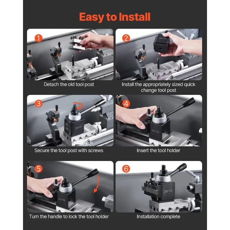 Jeu de poteaux d'outils à changement rapide, 6 supports d'outils de tour pour Mini balançoire de tour de 6 à 12 pouces