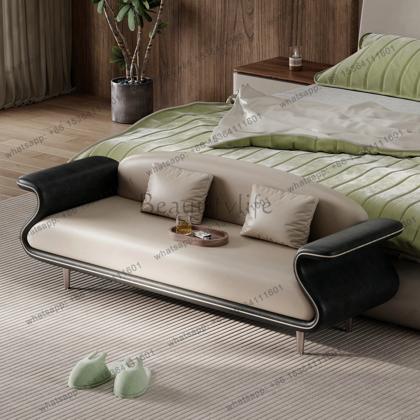 Italian bedside stool simple modern bedside long sofa stool